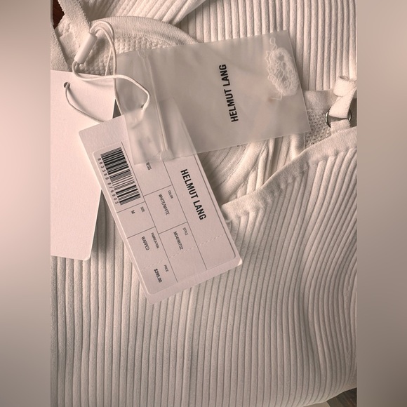 NWT $395 Helmut Lang White Eyelet Bra Ribbed Dress Size M - Picture 11 of 13